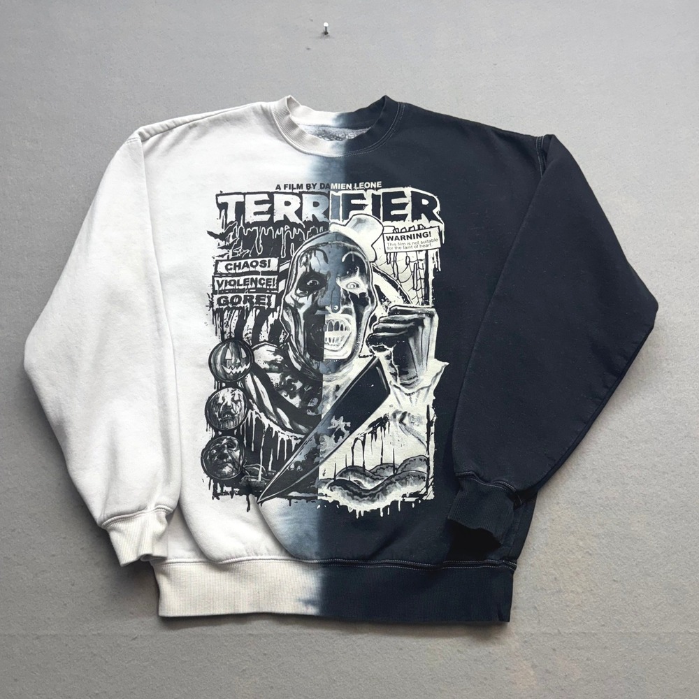 Terror Threads Terrifier Art the Clown Split Dye Sweatshirt Mens Small Black